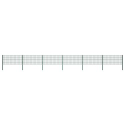 vidaXL Panel de valla con postes hierro verde 10,2x0,8 m
