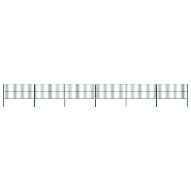 vidaXL Panel de valla con postes hierro verde 10,2x0,8 m