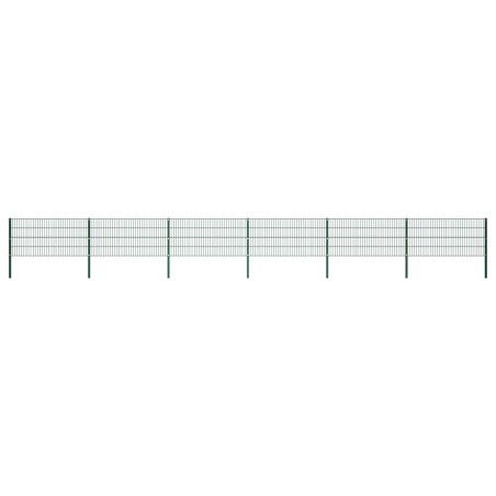 vidaXL Panel de valla con postes hierro verde 10,2x0,8 m