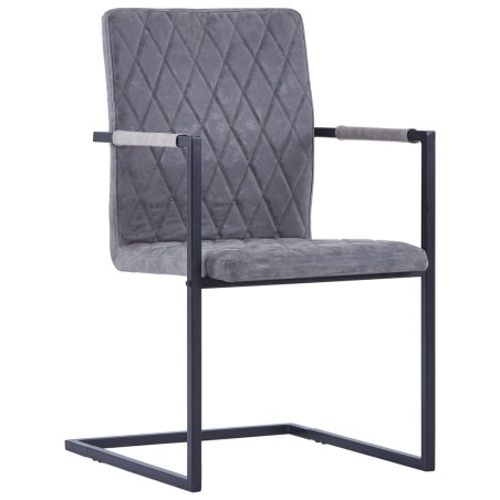 vidaXL Sillas voladizas de comedor 6 uds cuero sintético gris oscuro