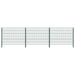vidaXL Panel de valla con postes de hierro verde 5,1x1,2 m