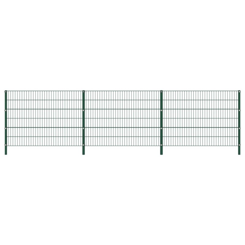 vidaXL Panel de valla con postes de hierro verde 5,1x1,2 m vidaXL Panel de valla con postes de hierro verde 5,1x1,2 m