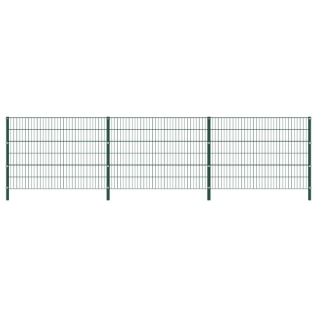 vidaXL Panel de valla con postes de hierro verde 5,1x1,2 m