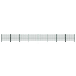 vidaXL Panel de valla con postes de hierro verde 13,6x1,2 m