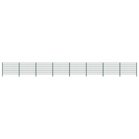 vidaXL Panel de valla con postes de hierro verde 13,6x1,2 m