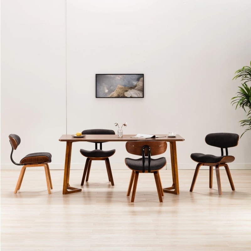 vidaXL Sillas de comedor 4 unidades de madera curvada y tela vidaXL Sillas de comedor 4 unidades de madera curvada y tela
