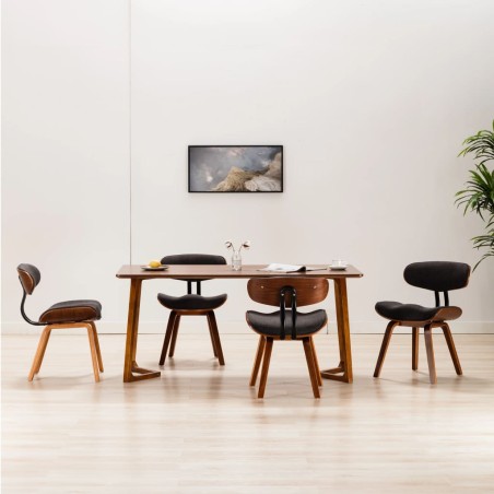 vidaXL Sillas de comedor 4 unidades de madera curvada y tela 