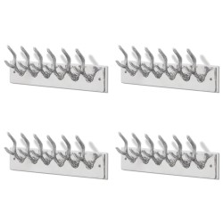 vidaXL Percheros 4 unidades aluminio plateado 