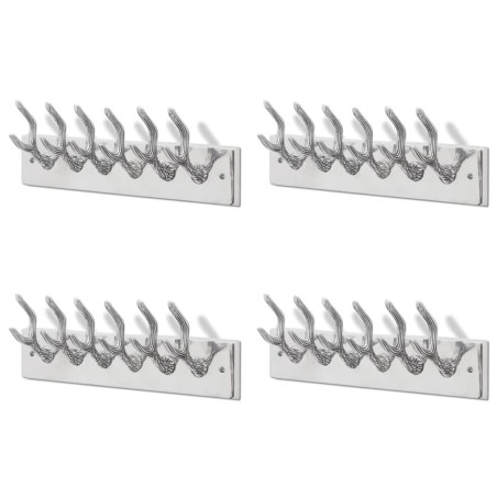 vidaXL Percheros 4 unidades aluminio plateado 
