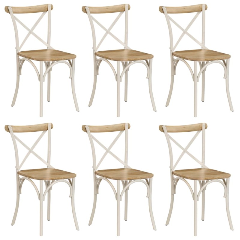 vidaXL Sillas con respaldo cruzado 6 uds madera maciza de mango blanco vidaXL Sillas con respaldo cruzado 6 uds madera maciza de mango blanco