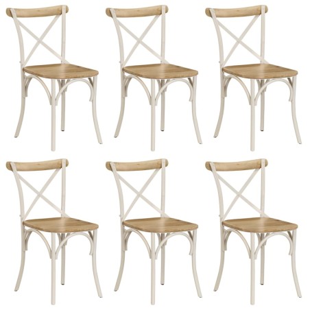 vidaXL Sillas con respaldo cruzado 6 uds madera maciza de mango blanco