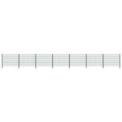 vidaXL Panel de valla con postes de hierro verde 11,9x1,2 m