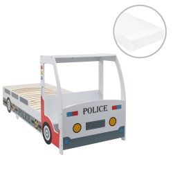 vidaXL Cama infantil coche de policía colchón 7 zonas H2 H3 90x200 cm 