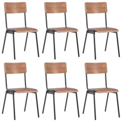 vidaXL Sillas de comedor 6 unidades madera contrachapada marrón