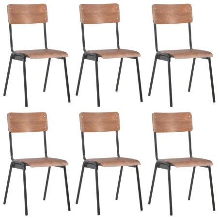 vidaXL Sillas de comedor 6 unidades madera contrachapada marrón