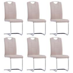 vidaXL Sillas voladizas de comedor 6 uds cuero sintético capuchino