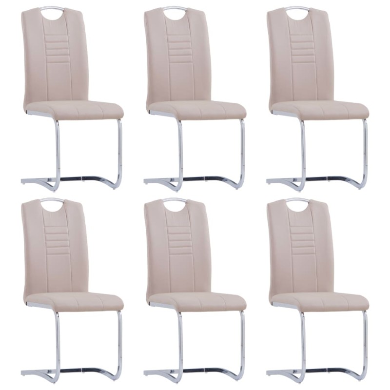 vidaXL Sillas voladizas de comedor 6 uds cuero sintético capuchino vidaXL Sillas voladizas de comedor 6 uds cuero sintético capuchino
