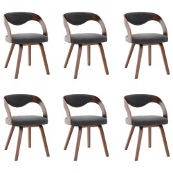 vidaXL Sillas de comedor 6 unidades madera curvada y tela gris oscuro