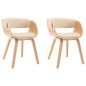 vidaXL Sillas de comedor 2 uds madera curvada y cuero sintético crema
