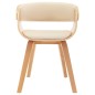 vidaXL Sillas de comedor 2 uds madera curvada y cuero sintético crema