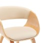 vidaXL Sillas de comedor 2 uds madera curvada y cuero sintético crema