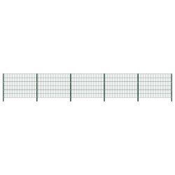 vidaXL Panel de valla con postes de hierro verde 8,5x1,2 m