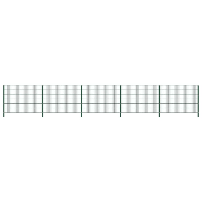 vidaXL Panel de valla con postes de hierro verde 8,5x1,2 m vidaXL Panel de valla con postes de hierro verde 8,5x1,2 m
