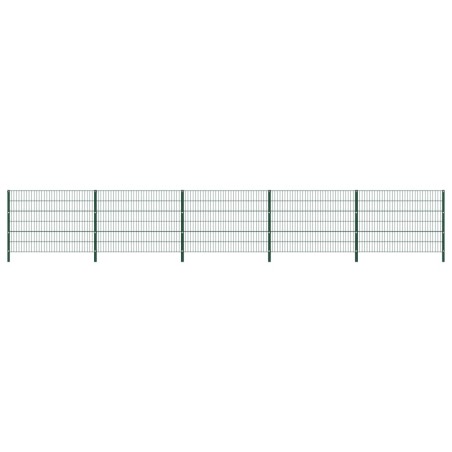 vidaXL Panel de valla con postes de hierro verde 8,5x1,2 m
