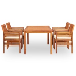 vidaXL Set comedor de jardín 5 pzas y cojines madera maciza de acacia