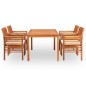 vidaXL Set comedor de jardín 5 pzas y cojines madera maciza de acacia vidaXL Set comedor de jardín 5 pzas y cojines madera maciza de acacia