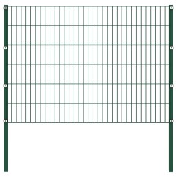 vidaXL Panel de valla con postes de hierro verde 8,5x1,2 m
