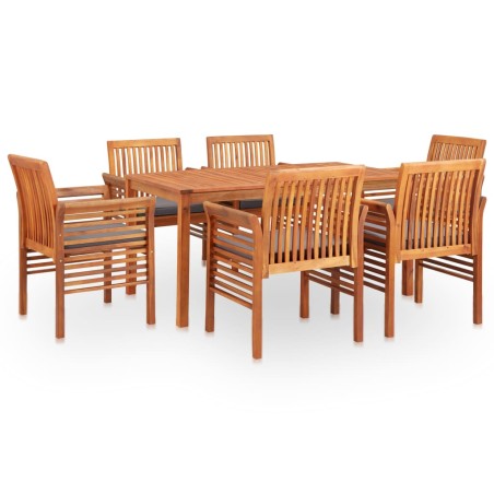 vidaXL Set comedor de jardín 7 pzas y cojines madera maciza de acacia