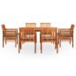 vidaXL Set comedor de jardín 7 pzas y cojines madera maciza de acacia vidaXL Set comedor de jardín 7 pzas y cojines madera maciza de acacia