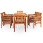 vidaXL Set comedor de jardín 7 pzas y cojines madera maciza de acacia vidaXL Set comedor de jardín 7 pzas y cojines madera maciza de acacia