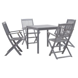 vidaXL Juego de comedor de jardín 5 pzas madera maciza de acacia gris