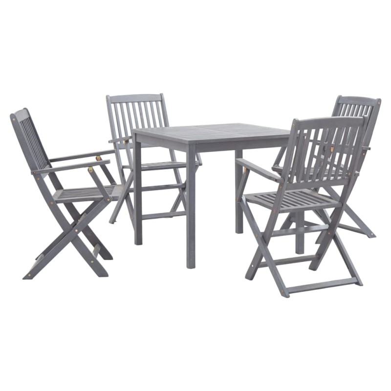 vidaXL Juego de comedor de jardín 5 pzas madera maciza de acacia gris
