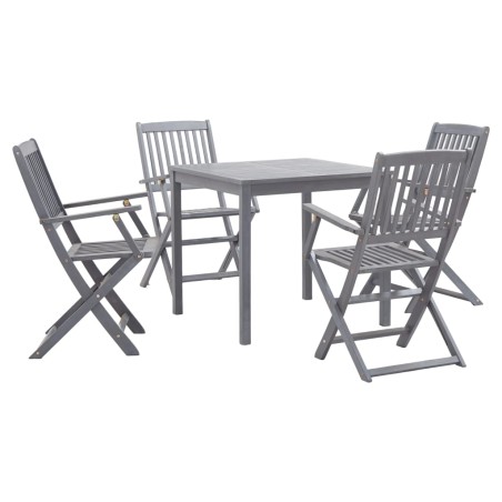 vidaXL Juego de comedor de jardín 5 pzas madera maciza de acacia gris