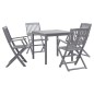 vidaXL Juego de comedor de jardín 5 pzas madera maciza de acacia gris