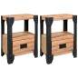 vidaXL Mesitas de noche 2 uds madera maciza acacia y acero 40x30x54 cm vidaXL Mesitas de noche 2 uds madera maciza acacia y acero 40x30x54 cm