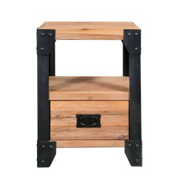 vidaXL Mesitas de noche 2 uds madera maciza acacia y acero 40x30x54 cm