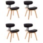 vidaXL Sillas de comedor 4 uds madera curvada cuero sintético negro vidaXL Sillas de comedor 4 uds madera curvada cuero sintético negro