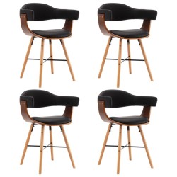 vidaXL Sillas de comedor 4 uds cuero sintético y madera curvada negro