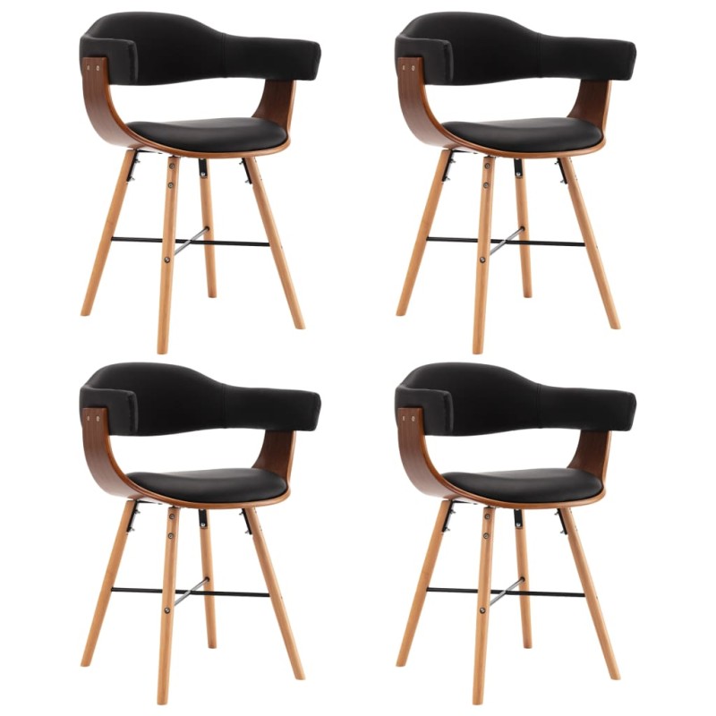vidaXL Sillas de comedor 4 uds cuero sintético y madera curvada negro vidaXL Sillas de comedor 4 uds cuero sintético y madera curvada negro