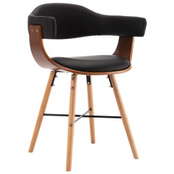vidaXL Sillas de comedor 4 uds cuero sintético y madera curvada negro