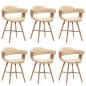 vidaXL Sillas de comedor 6 uds cuero sintético y madera curvada crema