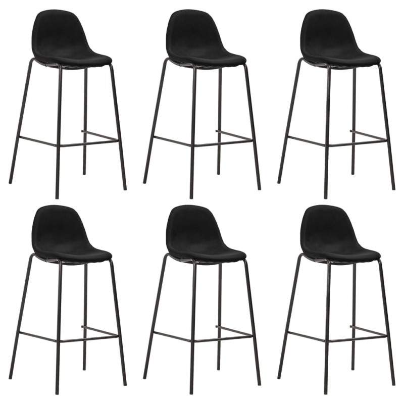 vidaXL Taburetes de cocina 6 unidades tela negro