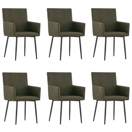 vidaXL Sillas de comedor con reposabrazos 6 unidades tela marrón  