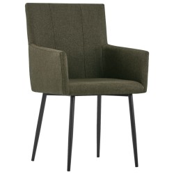 vidaXL Sillas de comedor con reposabrazos 6 unidades tela marrón  