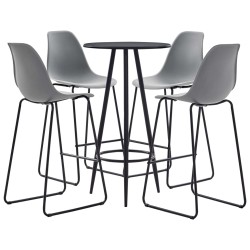 vidaXL Juego de mesa alta y taburetes 5 piezas plástico gris