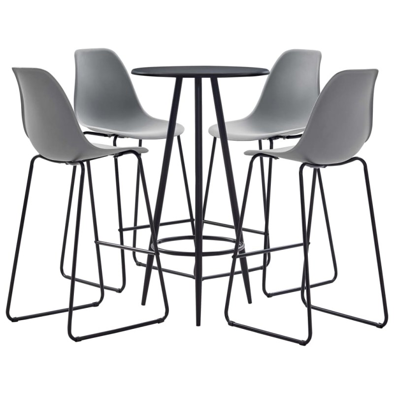vidaXL Juego de mesa alta y taburetes 5 piezas plástico gris vidaXL Juego de mesa alta y taburetes 5 piezas plástico gris